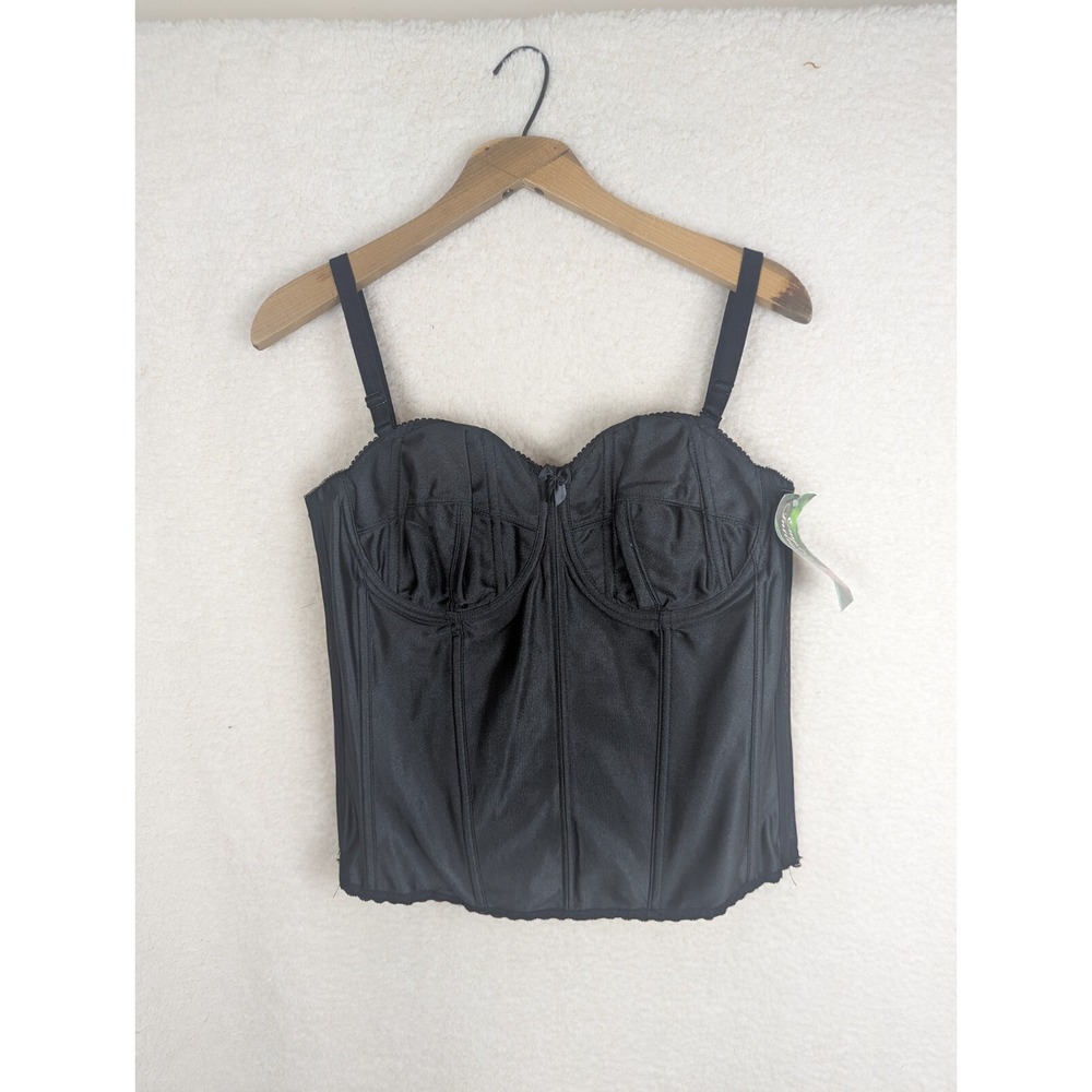 Vtg NOS Corset Bra Shapewear‎ 42C Blk Empire Intimates Drag